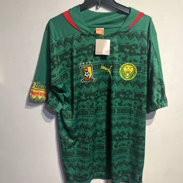 NWT Cameroon World Cup Jersey Mens XL Green AOP Home PUMA Soccer Rare