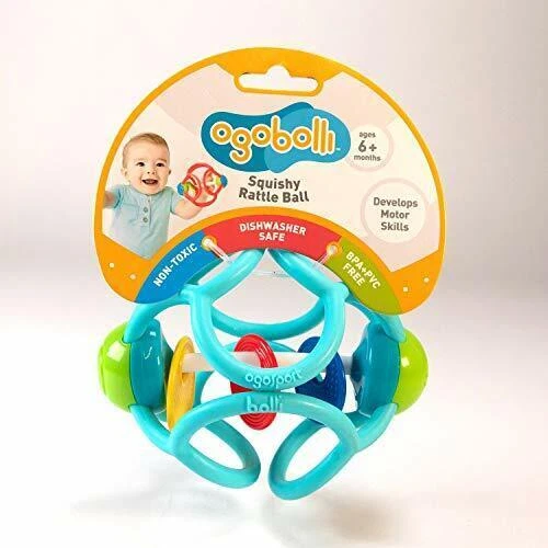 OgoSport - Bolli Rattle Ball - Sensory Teether - Ages 3 Months+ - Blue