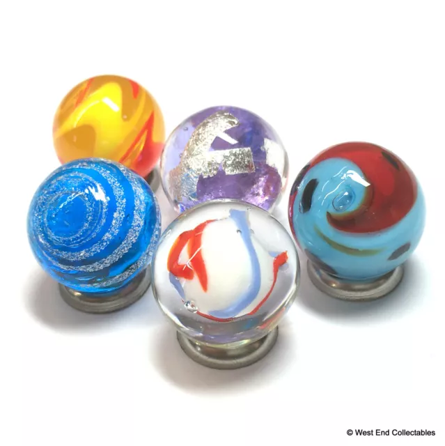 5 x 16mm Colourful Handmade Glass Art Toy Marbles - Marble Collectors Selection