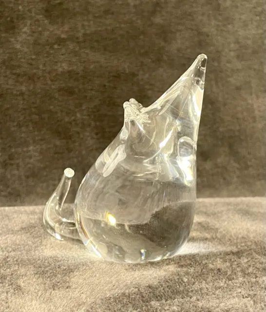 Vintage Marcolin Sweden, Art Glass Crystal Mouse, Paperweight