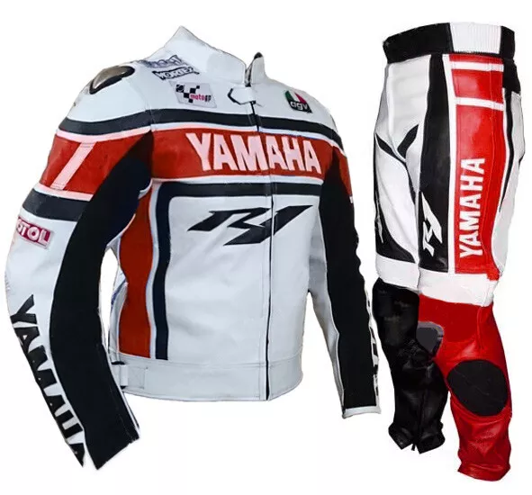 YAMAHA Hommes Combinaison de Moto en Cuir Courses Moto en Cuir Veste Pantalon 58