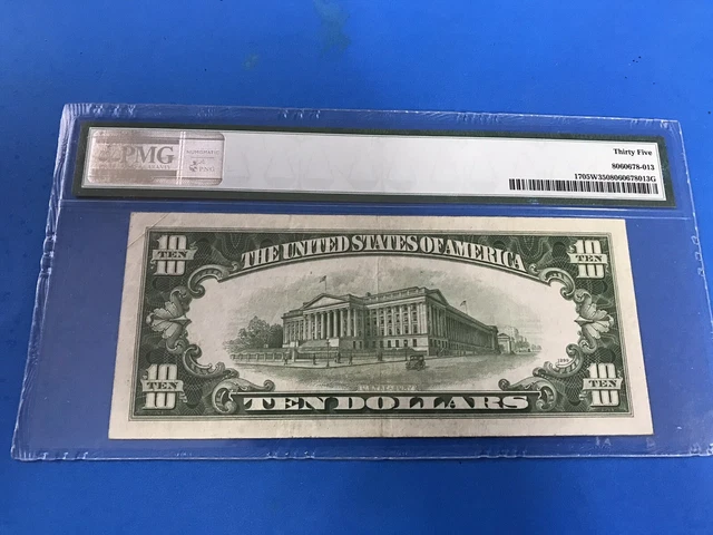 1934 D Blue Seal $10 Ten Dollar Silver Certificate PMG 35... Lot #23 2