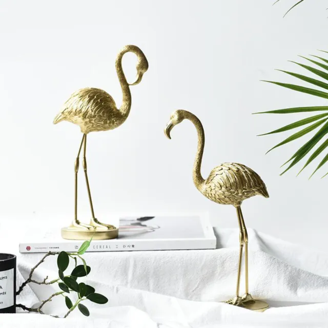 Modern Gold Flamingo Figurine Animal Sculpture Artwork Ornament Decor Gift