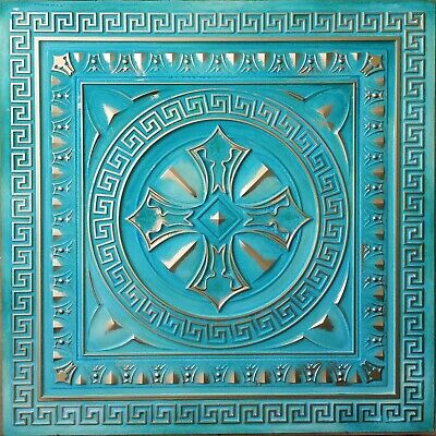 Ceiling tiles Faux tin washed cyan gold decor Barber wall panels PL01 10pcs/lot