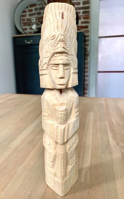 Statuette ethnique amérindienne sud américaine en bois sculpté TBE