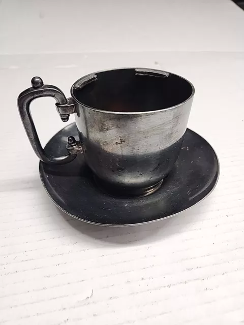 Rockford Silver P Co #257 Quadruple Plate Shaving Cup Mug And Saucer