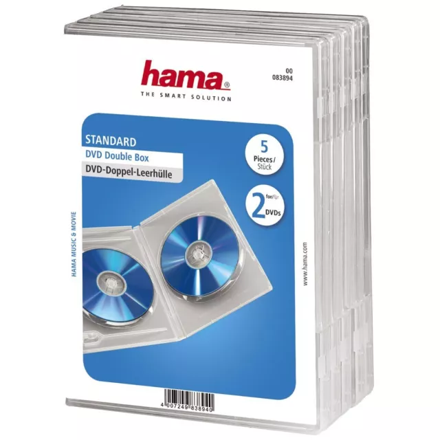 Hama Boîtier double pour DVD convient également aux CD et disques Blu-ray ave...