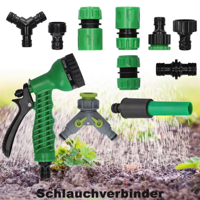 Gartenschlauch Anschluss Adapter Set Spritzdüse Schnellkupplung Hahnstück  4tlg