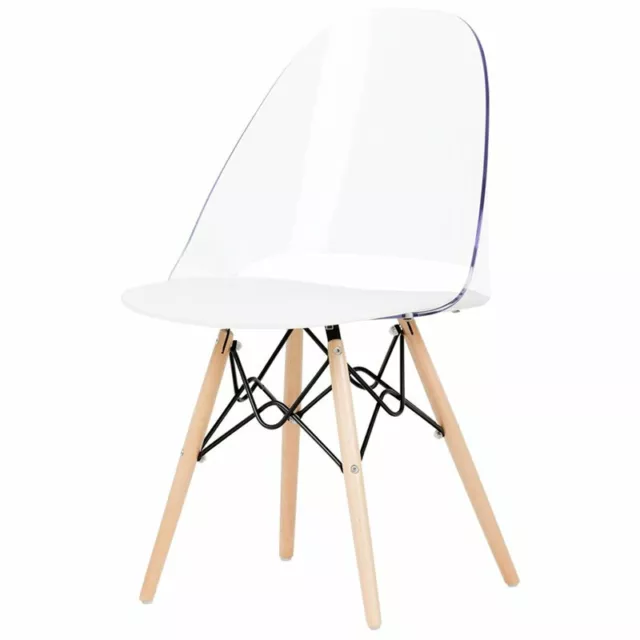 South Shore Annexe Eiffel Style Dining Side Chair in Clear and White