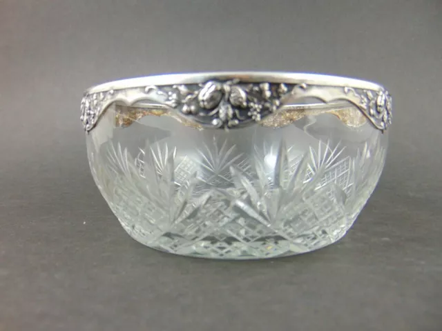 Kleine Kristallschale mit 800er Silberrand um 1910