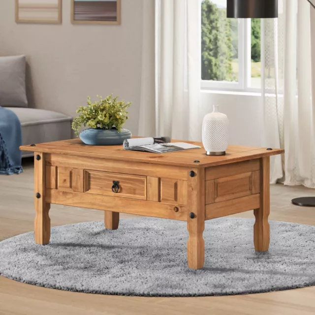 Corona Coffee Table Mexican Solid Pine 1 Drawer Livingroom by Mercers Furniture®