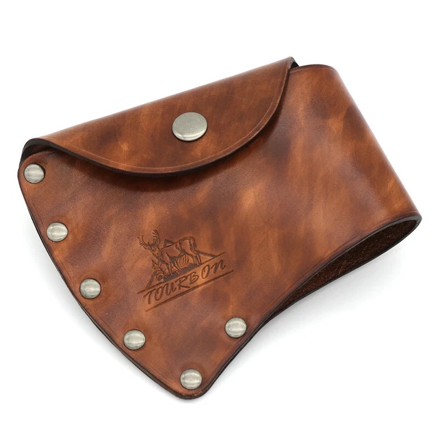 Tourbon Genuine Leather Camping Axe Sheath Hatchet Holder Blade Protective Cover