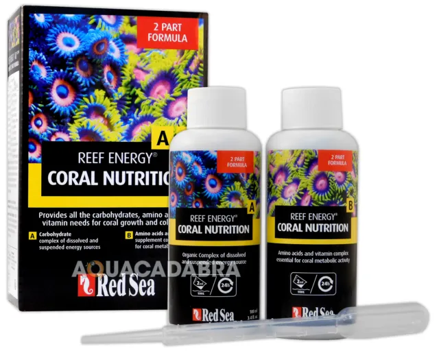 RED SEA REEF ENERGY A & B COMPLETE 2 PART FORMULA 2X 100ml MARINE REEF FISH TANK