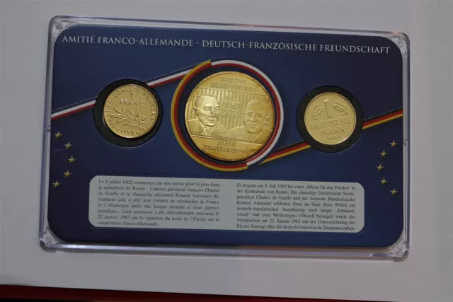 🧭 🇩🇪 Germany France Friendship Pact Cased Coin & Medal Set B62 #218
