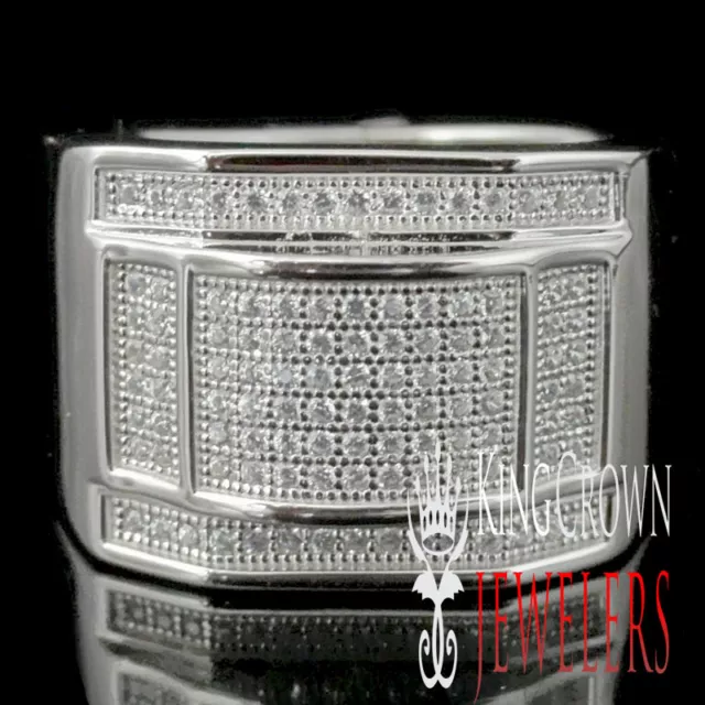 Men's New White Gold Over Sterling Silver Tarnish Free A++ Cz's Pinky Ring Band
