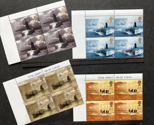 GB 2001 MINT MNH SG2202-2205 SUBMARINES corner blocks 16 Stamps