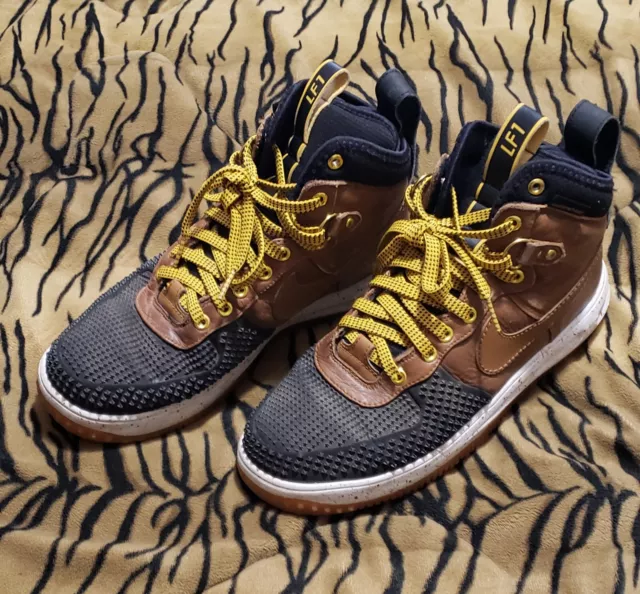NIKE Lunar Force 1 Duckboot Ale Brown & Black Mens Size 9.5 EUC