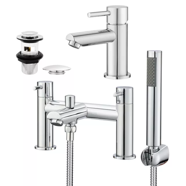 Chrome Bathroom Bath Shower Mixer Taps Basin Sink Mixer Tap Bath Filler Taps Set