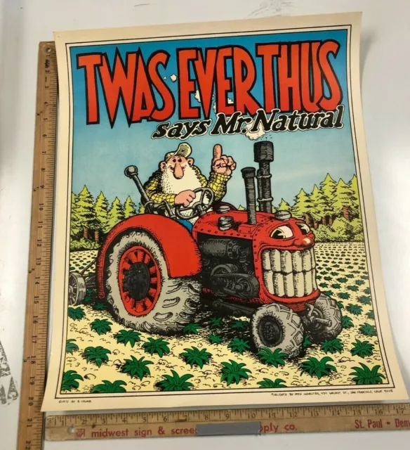 VINTAGE POSTER "Twas Ever Thus" Says Mr. Natural By R. Crumb 1972 Farmers