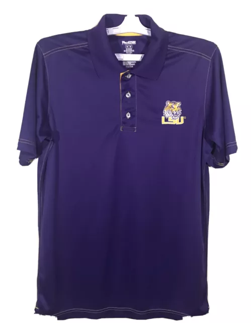 LSU Tigers Shirt Size Men M Tigers Logo Purple Short Sleeve Polo Pro Edge