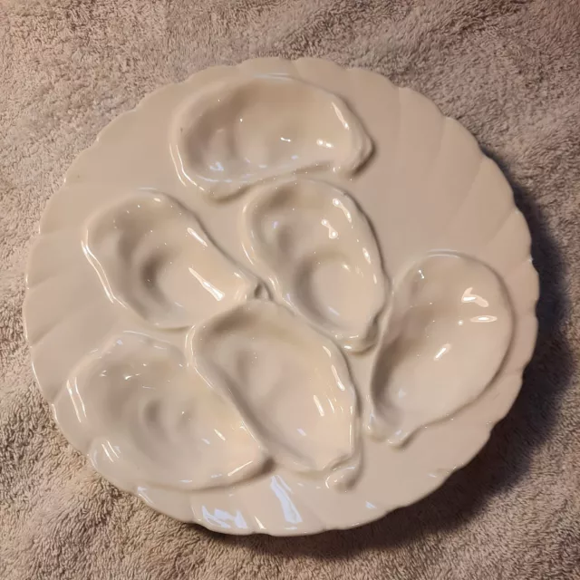 Antique Haviland & Co Limoges Porcelain 6 Well Oyster Plate White