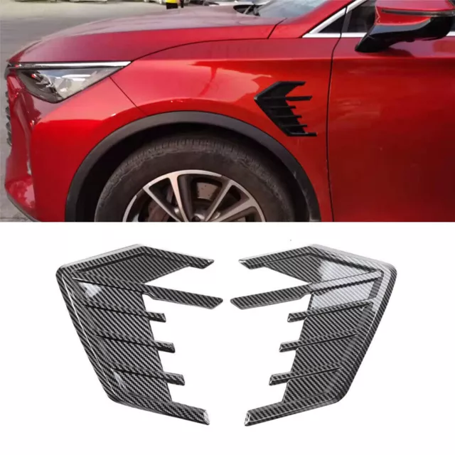 2x Carbon Fiber Look Car Front Side Fender Wings Cover Trim Shark Fins Universal 2