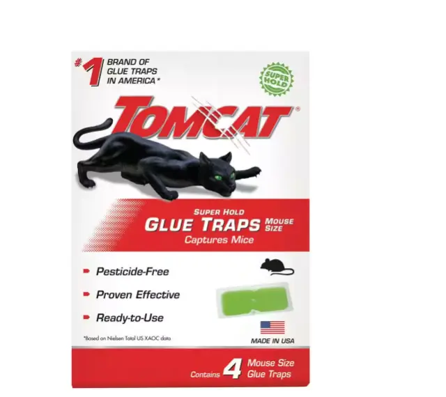 Tomcat Super Hold Glue Traps Mouse Size, Contains 4 Traps - Captures Mice