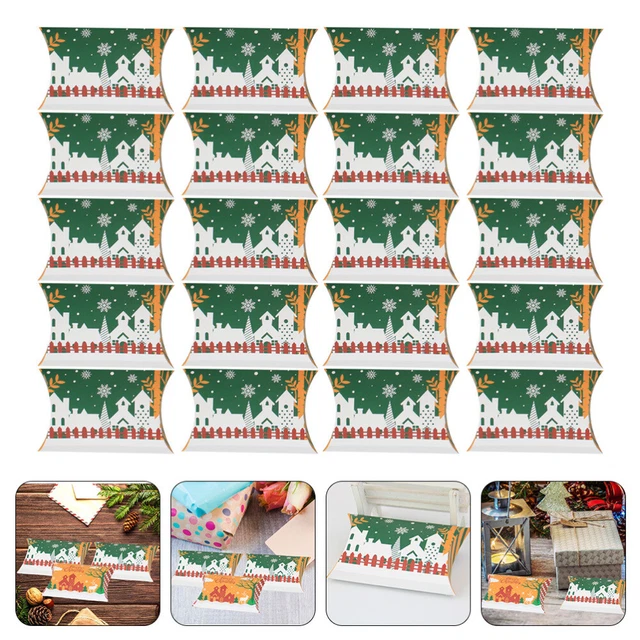 50 pz Scatola Cuscino Scatola Dolci di Natale Scatola Regalo Biscotti Contenitore