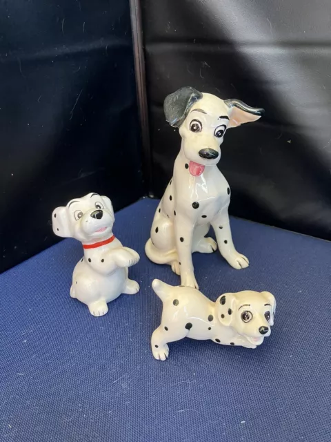 Vintage Disney 101 Dalmations JAPAN Ceramic Dog Figurine and Puppies Set Of 3