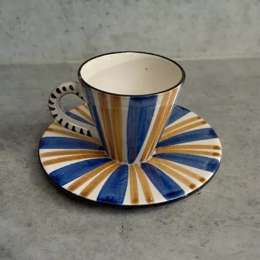 BANGHOLM KERAMIK DENMARK Coffee Cup + Saucer 1960 Mid Century Danish Faience