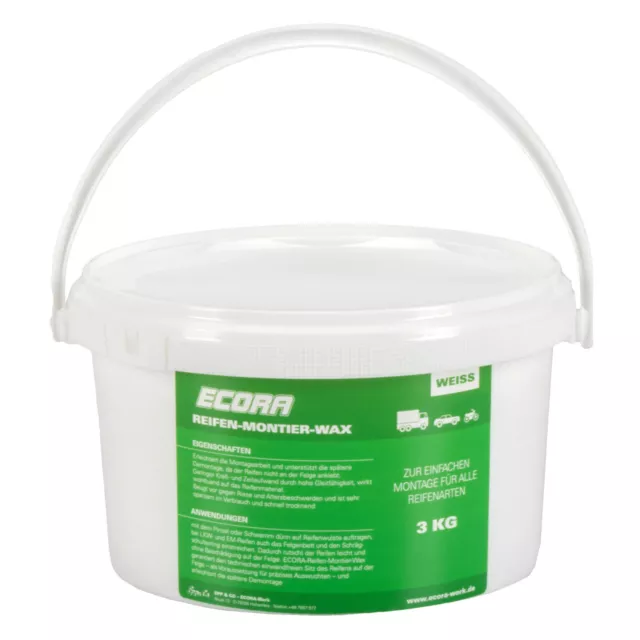 ECORA Reifenmontagepaste Reifenmontier Wax Paste Montagepasste WEISS 3kg