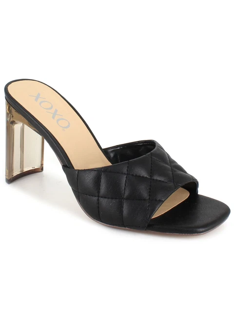 ALDO WOMENS BLACK Snake Print Trelidda Block Heel Slip On Slide