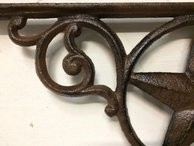 SET OF 2 WESTERN STAR SHELF BRACKET/BRACE, Antique Rustic Brown patina cast iron 5