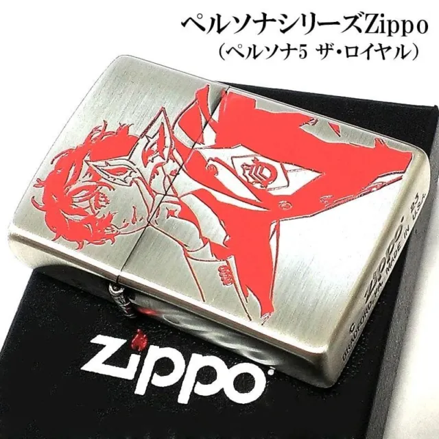 Zippo Oil Lighter Persona 5 The Royal Hero Etching Silver Red Regular Case