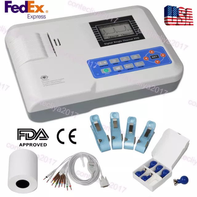 Digital ECG machine Portable 12-lead one-channel EKG electrocardiograph+ Printer