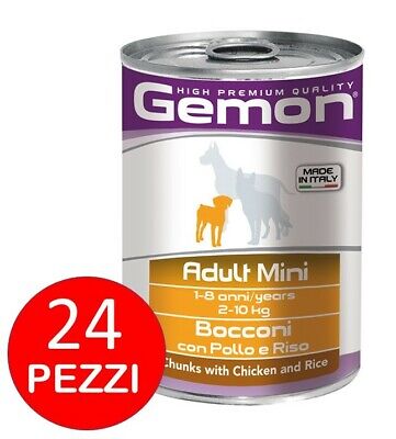 Gemon Adult Mini Bocconi con Pollo e Riso 24x 415 gr Monge scatolette cane pack