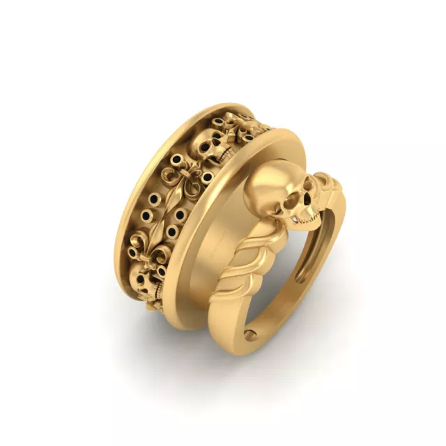 Fleur Tête de Mort Mariage Bande Fiançailles Bague Assorti Couple Set 925 Argent