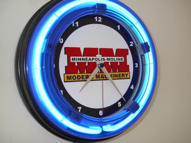 Minneapolis Moline Farm Tractor Barn Garage Dealer Man Cave Neon Wall Clock Sign