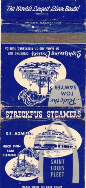 Strekers Steamers-S.s. Admiral-Tampa, Florida-Empty-Matchbook-Two Inches Width