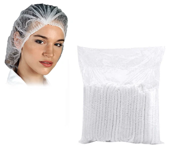 100 Einmal-Kopfhauben Aus Weißem Polypropylen-Vlies – Mit Gummizug, Für Labor, Kosmetik & Pflege