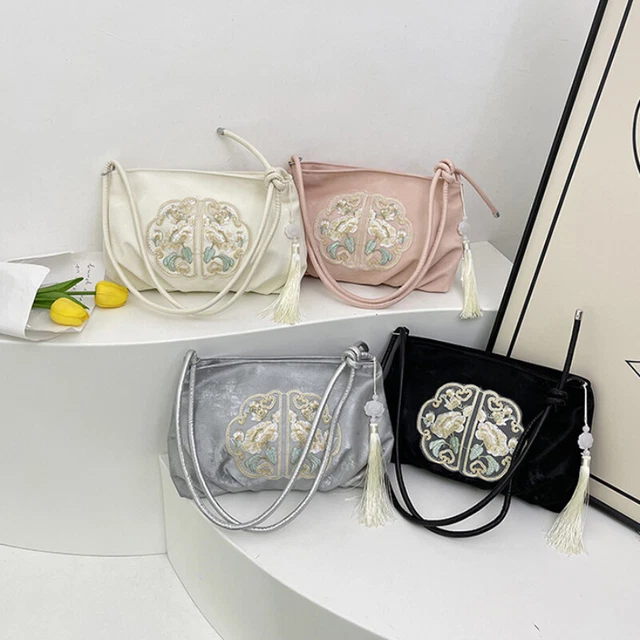 Sac à Main Brodé Paon Ethnique - Sac Toile Sequin Coloré Rétro Pour Un Style Bohème Unique