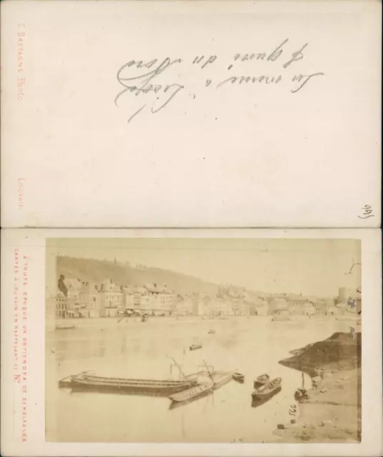 Louvain, Liège, vue sur la Meuse Vintage CDV albumen carte de visite, CDV, t