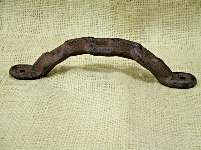 2 Large Cast Iron Antique style CHAIN Barn Handle, Gate Pull, Shed Door Handles 4