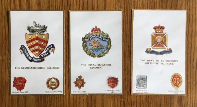 3 GALE & POLDEN MILITARY POSTCARDS - REGIMENTAL BADGES - Nos. 1662, 1668 & 1681