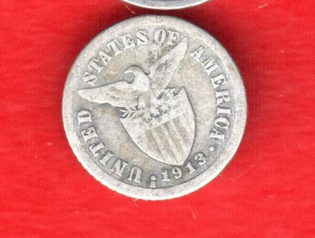 Philipinas 10 Cents 1913 Silver