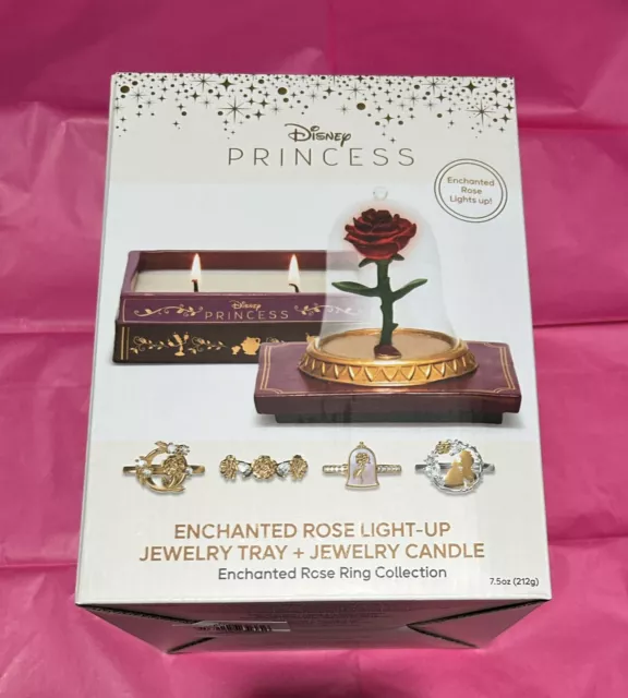 Charmed Aroma Disney Beauty & The Beast Enchanted Rose Light Up Candle & Jewelry