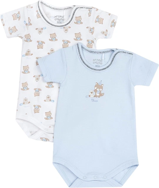 CHICCO BODY NEONATO Set Di 2 Body a Manica Corta Con Comoda Apertura Con Bott EUR 30 99 PicClick IT