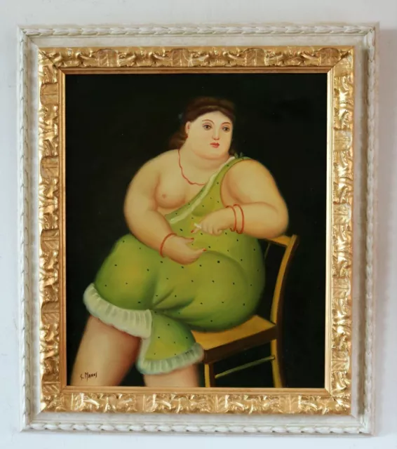 Copie du tableau "Femme à la cigarette" de Botero Fernando