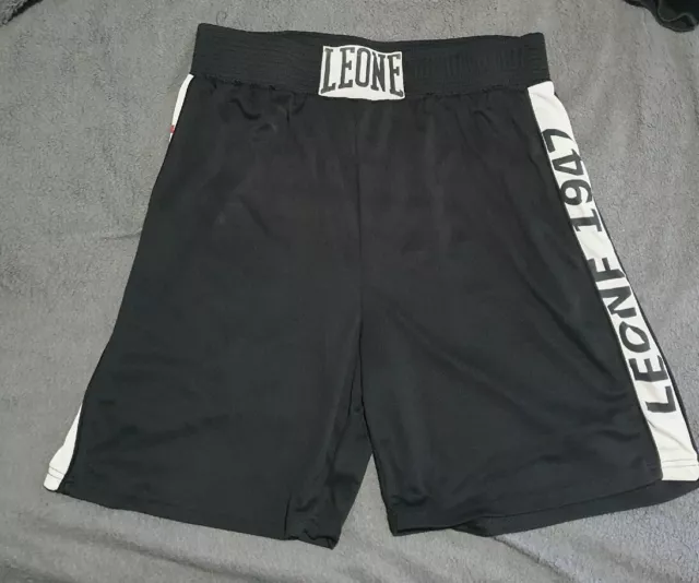 LEONE 1947 black & White Boxing gym training shorts Unisex Size XL