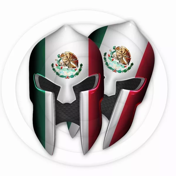 Mexican Flag Yelmo de Sparta Spartan Racing Helmet 2 pack Sticker Decal Mexico